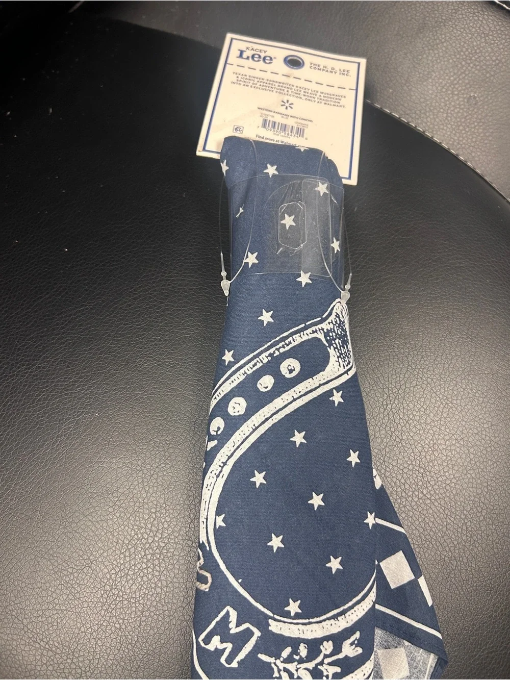 Women’s Navy Bandana Neck Scarf with Concho Accent